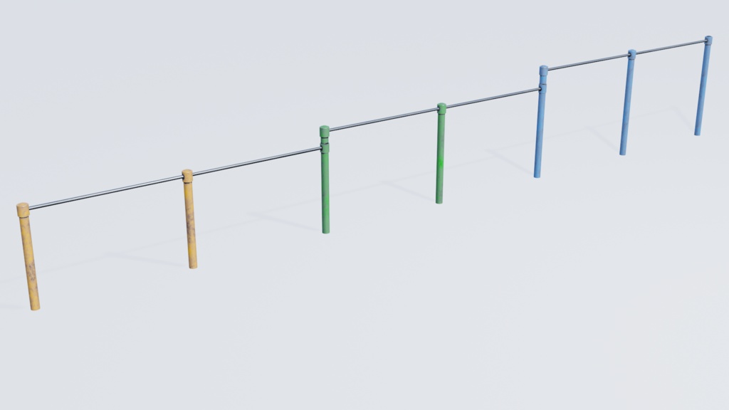 【3DCG】ブランコ/鉄棒/雲梯/回旋塔/タイヤ/シーソー