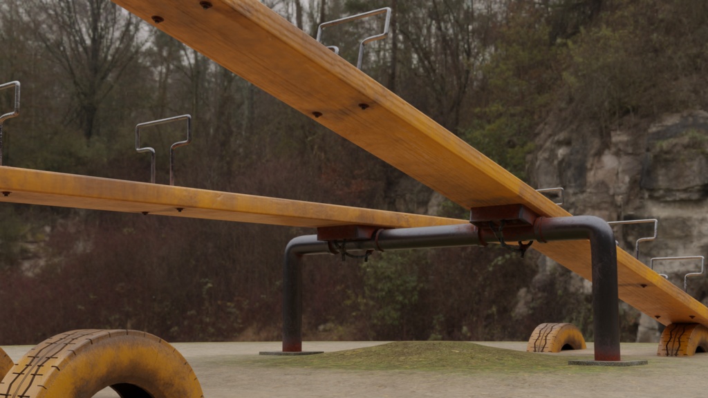 【3DCG】ブランコ/鉄棒/雲梯/回旋塔/タイヤ/シーソー