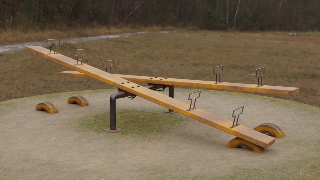 【3DCG】ブランコ/鉄棒/雲梯/回旋塔/タイヤ/シーソー