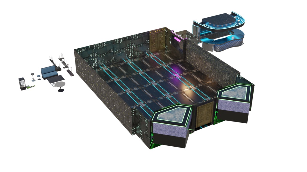 【3DCG】サイバーバー店舗キットモデル