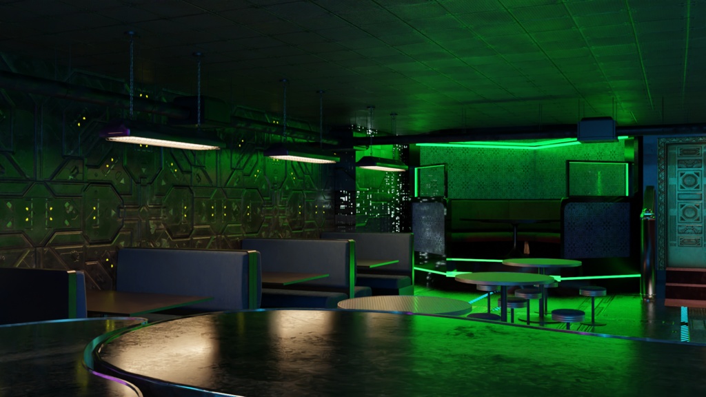 【3DCG】サイバーバー店舗キットモデル