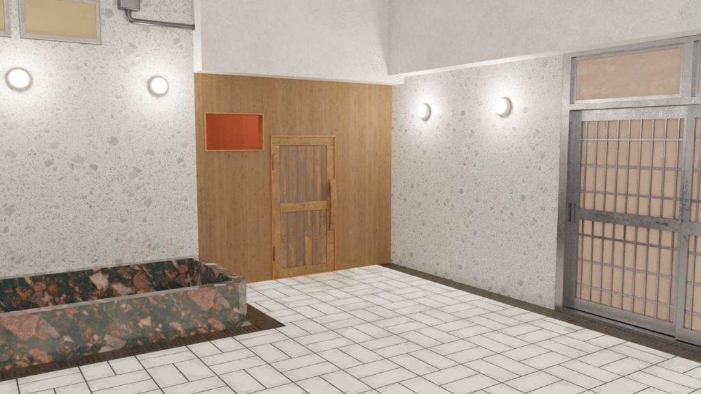【3DCG】銭湯の内装モデル