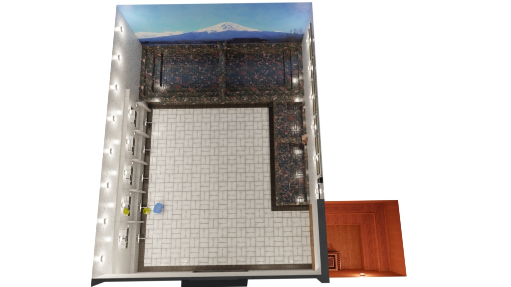 【3DCG】銭湯の内装モデル