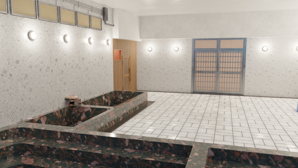 【3DCG】銭湯の内装モデル