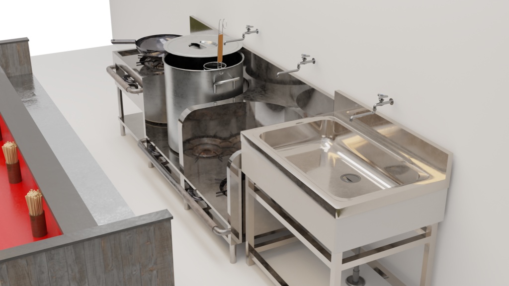 【3DCG】ラーメン屋セット