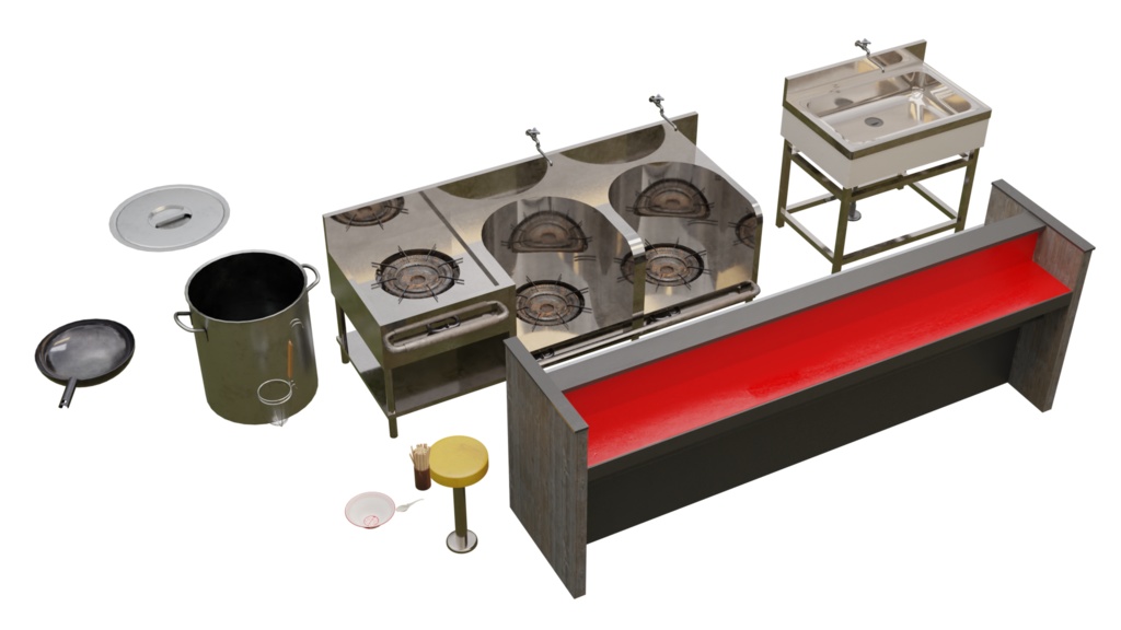 【3DCG】ラーメン屋セット