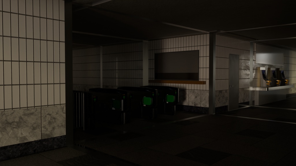 【3DCG】改札ゲート/地下道キット