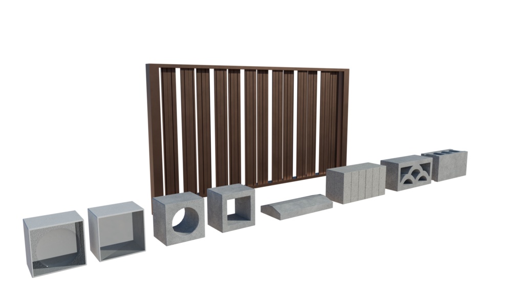 【3DCG】コンクリートブロックセット