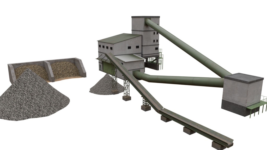 【3DCG】コンクリート工場セット