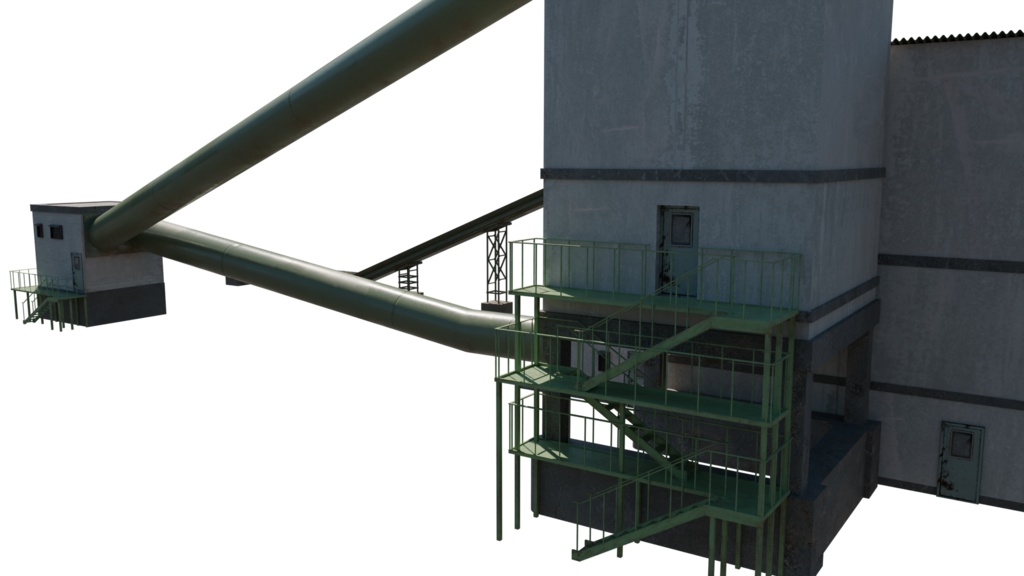 【3DCG】コンクリート工場セット