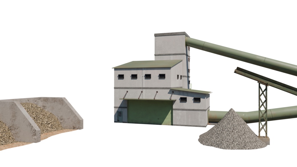 【3DCG】コンクリート工場セット