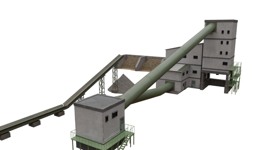 【3DCG】コンクリート工場セット