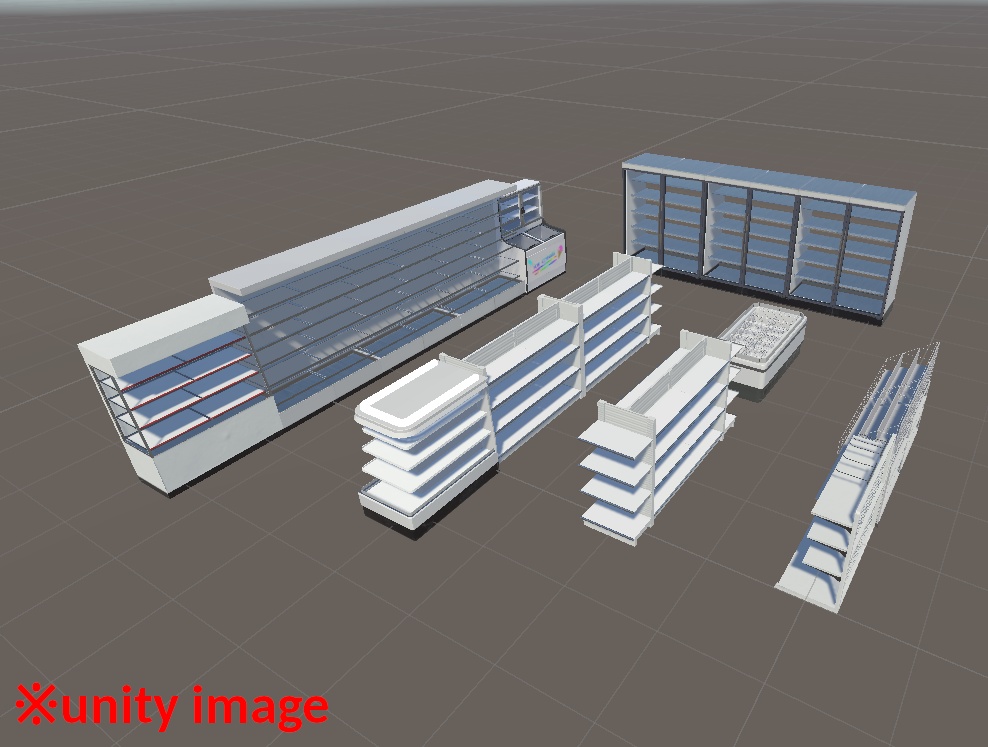 【3DCG】コンビニ 内装家具 11点セット