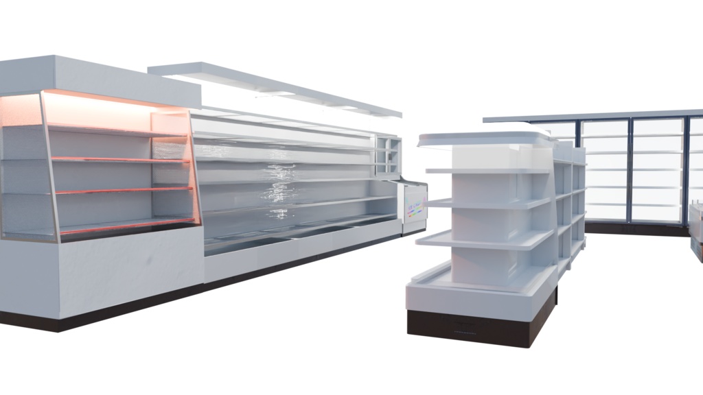 【3DCG】コンビニ 内装家具 11点セット