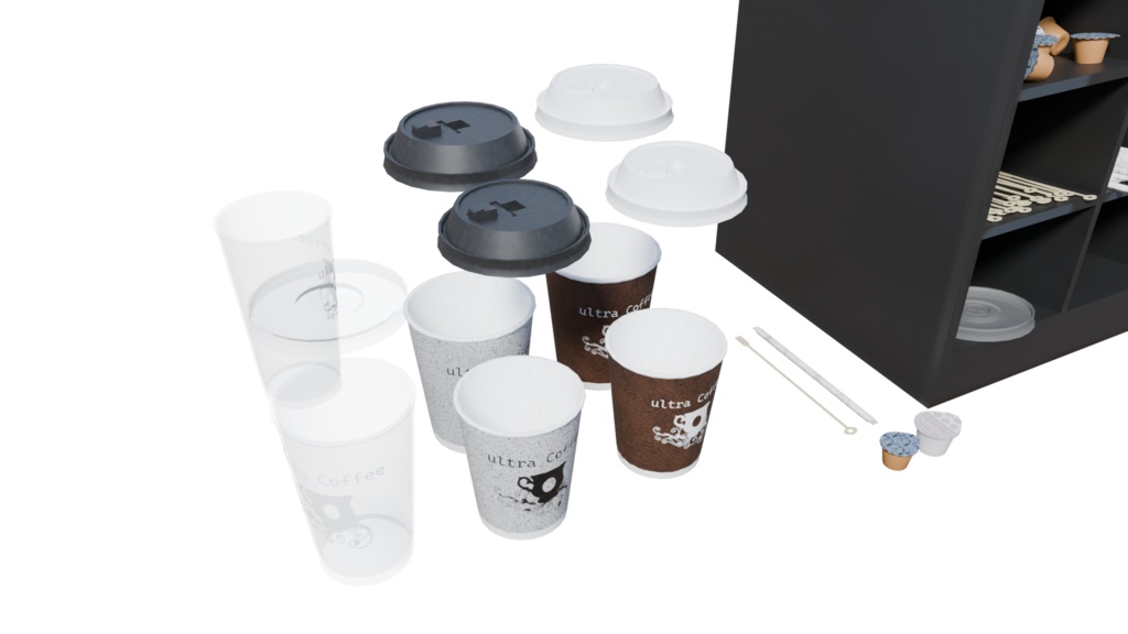 【3DCG】コンビニ コーヒーマシンセット