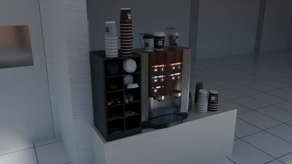 【3DCG】コンビニ コーヒーマシンセット
