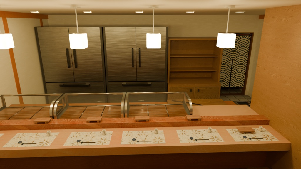 【3DCG】寿司屋店舗セット