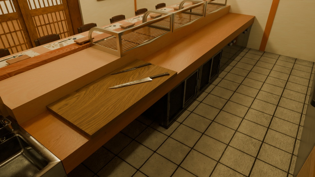 【3DCG】寿司屋店舗セット