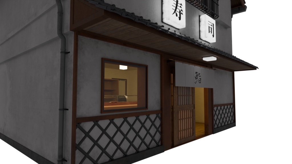 【3DCG】寿司屋店舗セット