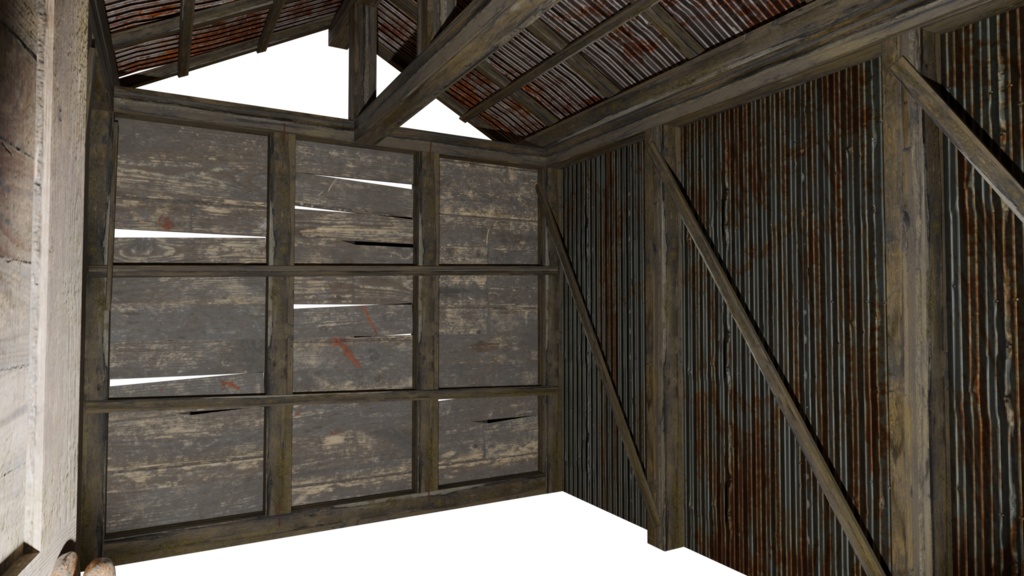 【3DCG】古小屋&農機具セット