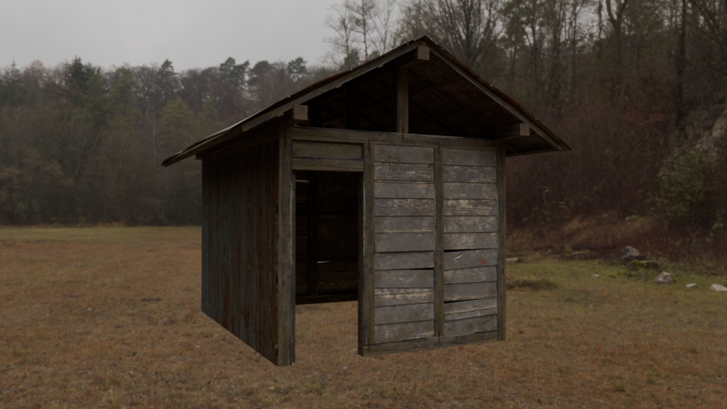 【3DCG】古小屋&農機具セット