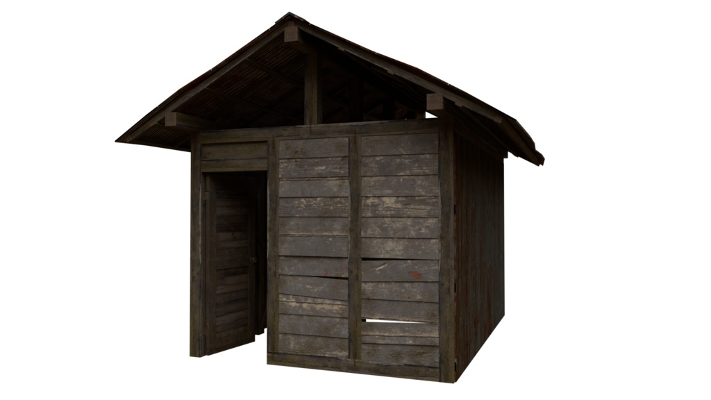 【3DCG】古小屋&農機具セット