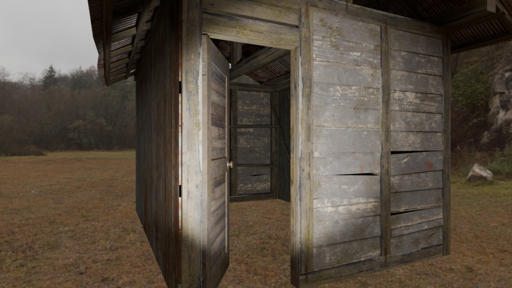 【3DCG】古小屋&農機具セット