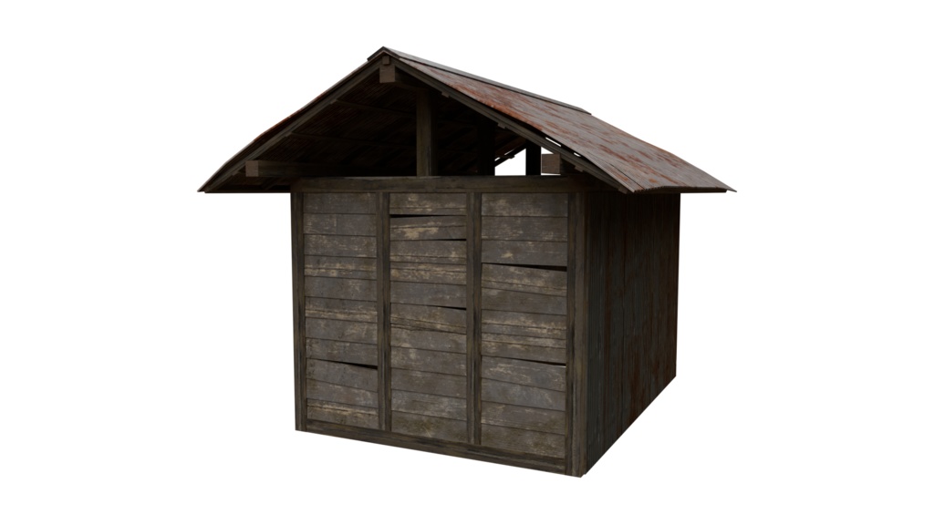 【3DCG】古小屋&農機具セット