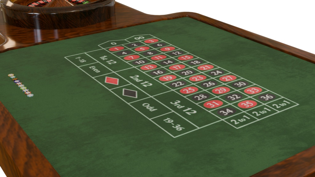 【3DCG】カジノ ルーレット台セット