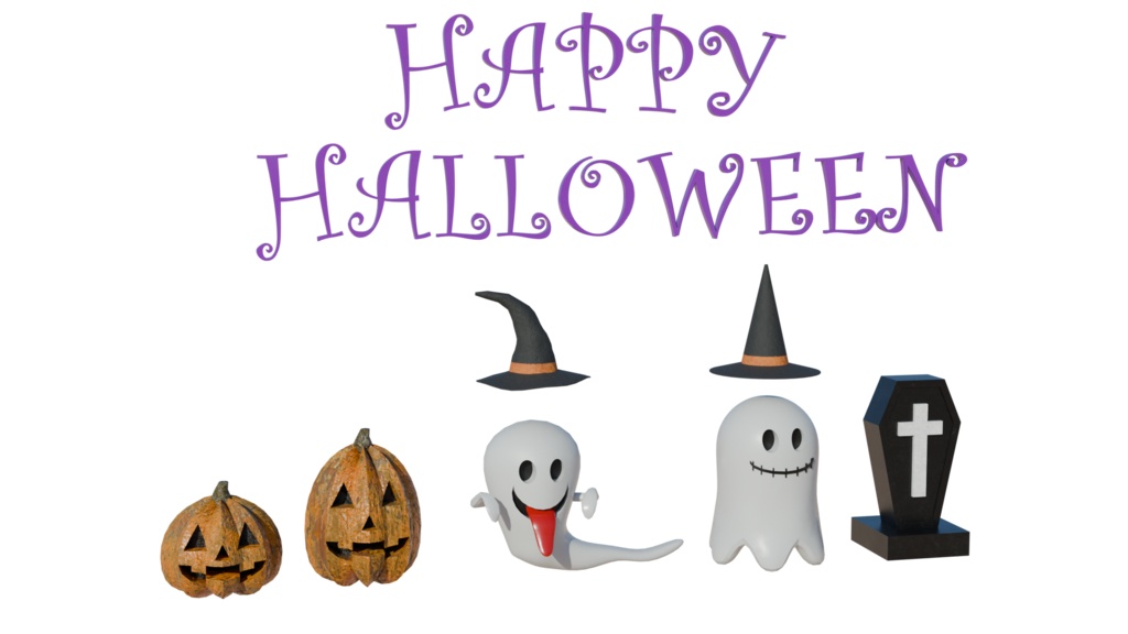 3DCG【halloween_Set】ハロウィン置物セット