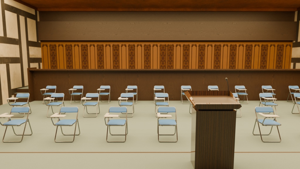 【3DCG】記者会見場内装モデル