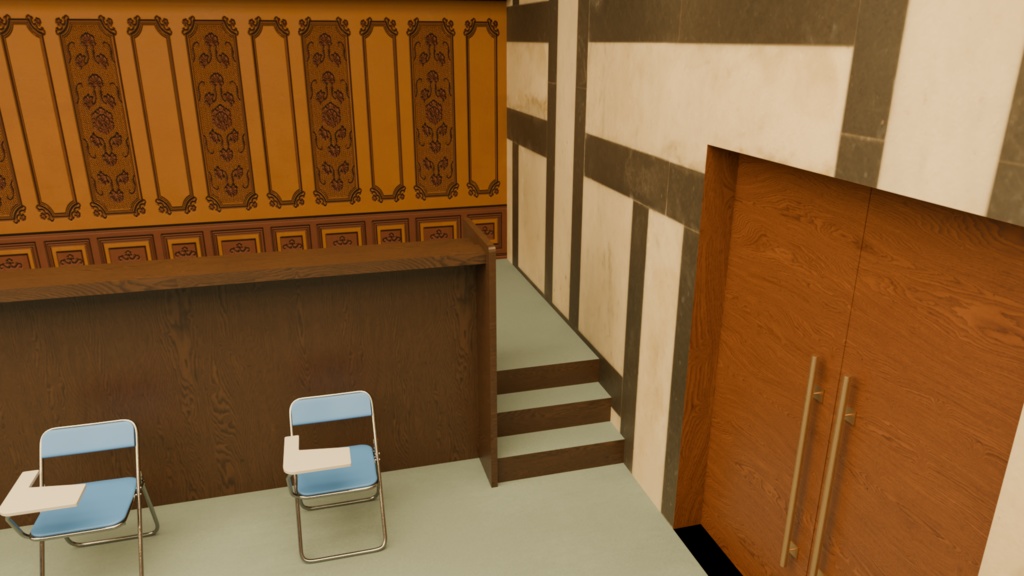 【3DCG】記者会見場内装モデル