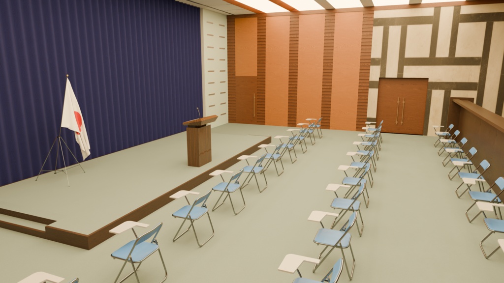 【3DCG】記者会見場内装モデル