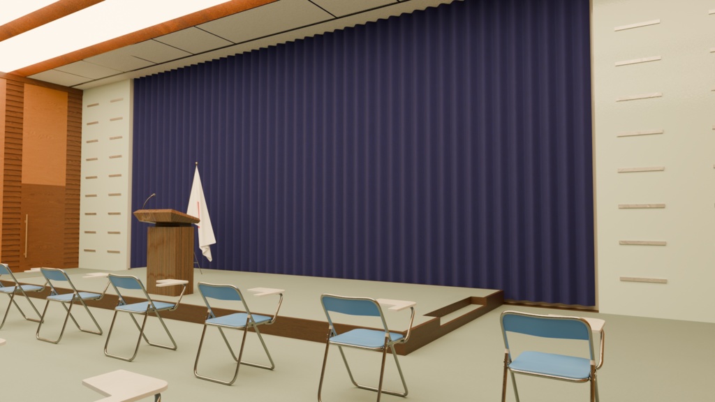 【3DCG】記者会見場内装モデル