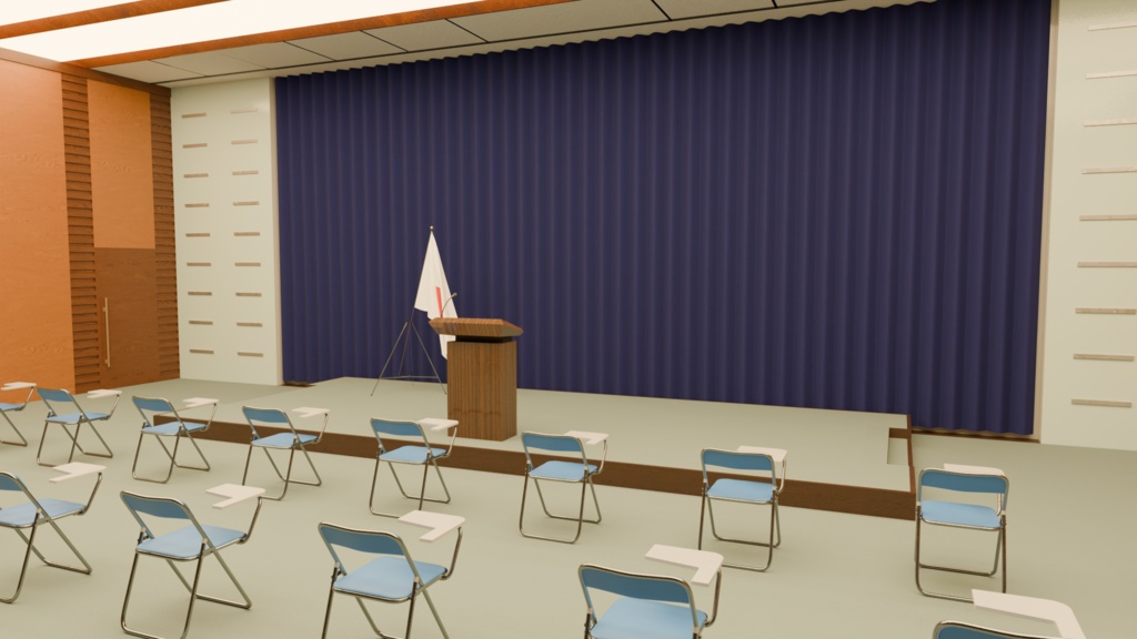 【3DCG】記者会見場内装モデル