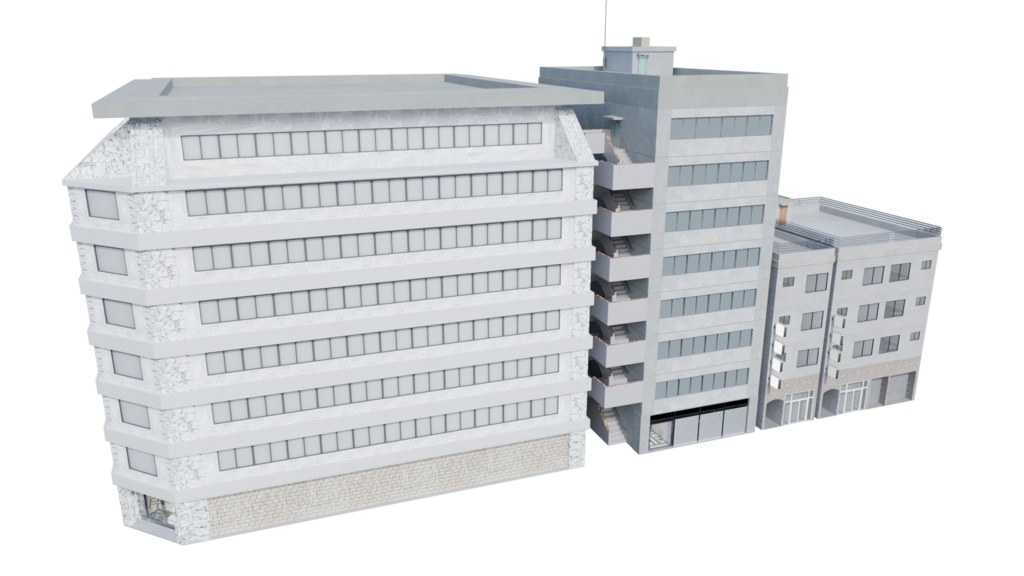 【3DCG】雑居ビル4種セット