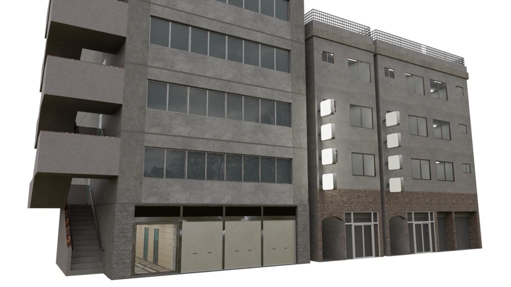 【3DCG】雑居ビル4種セット