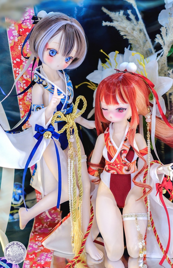 「かぐら水泳部」~2WAY水着~ MDD・SDM通用 ドール服 和風水着 8点セット