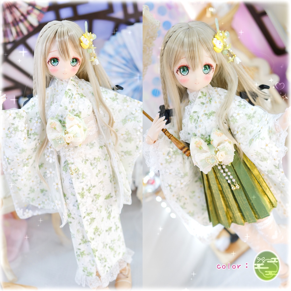 「ひすい小町」MDD・SDM・1/4サイズ通用　2WAY着物　和洋服　ドール服 8点セット