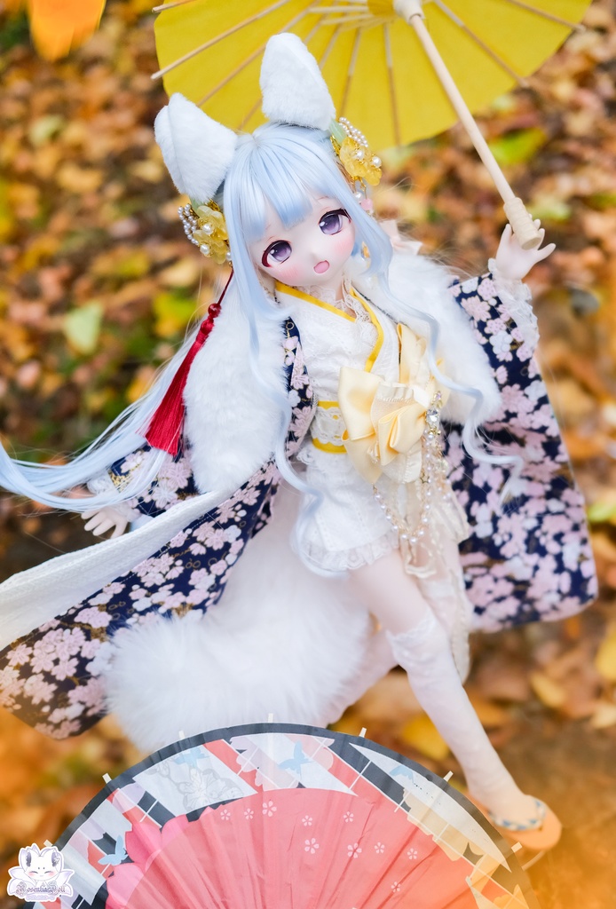 「華やすらぎの狐さま」MDD・SDM通用 ドール服 着物 和洋服 11点セット