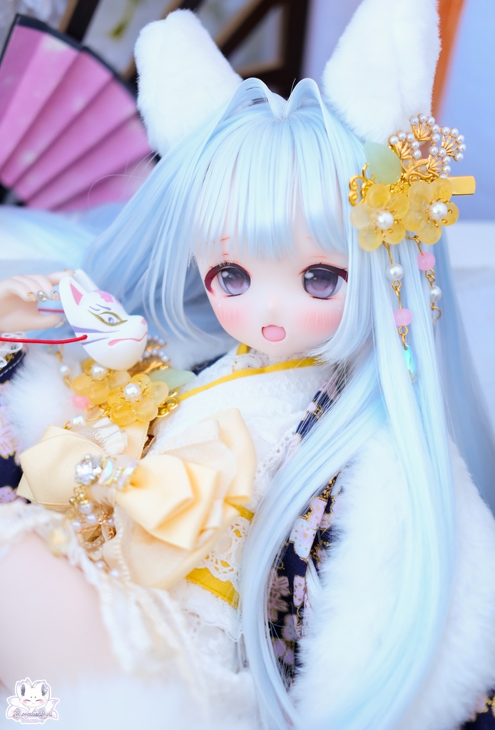 「華やすらぎの狐さま」MDD・SDM通用 ドール服 着物 和洋服 11点セット