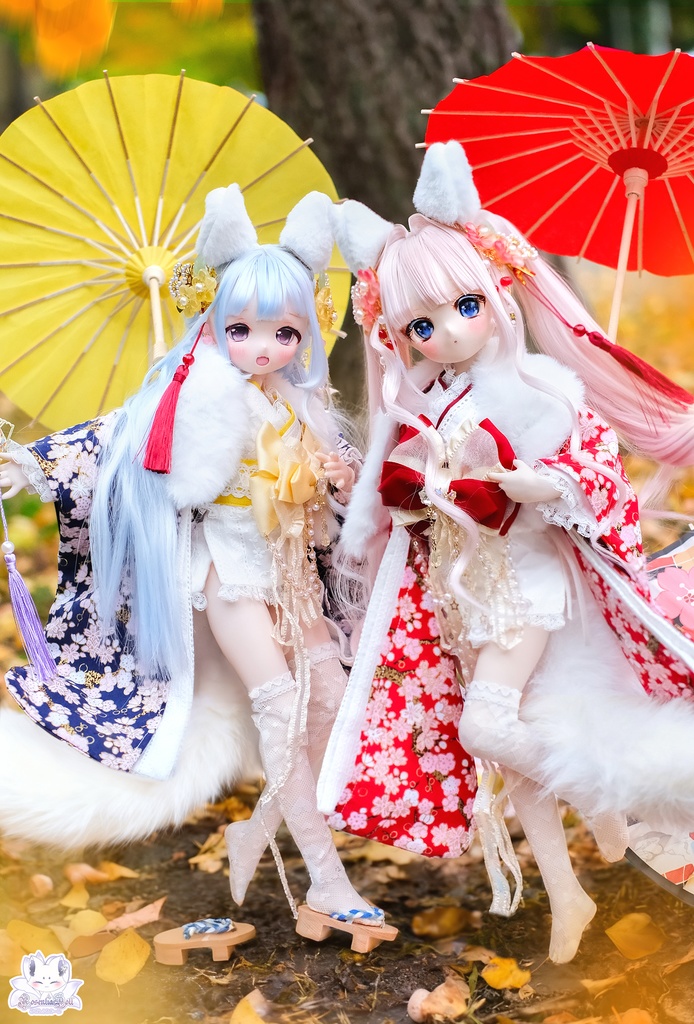 「華やすらぎの狐さま」MDD・SDM通用 ドール服 着物 和洋服 11点セット