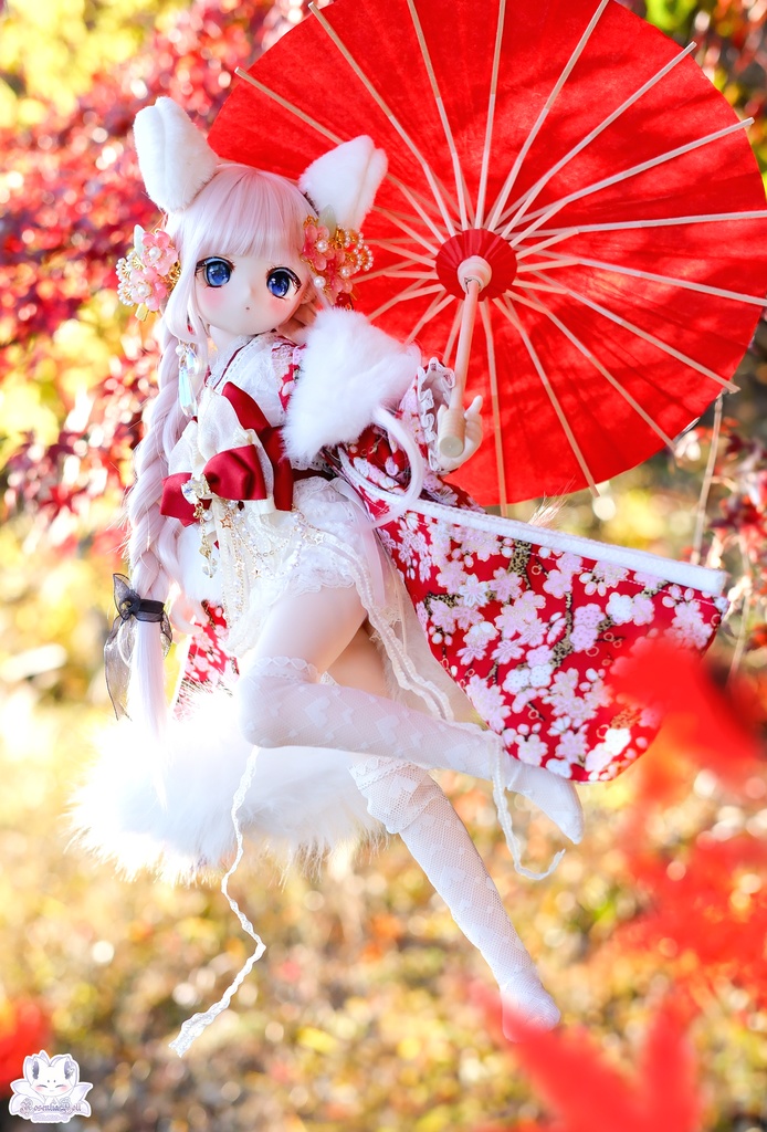 「華やすらぎの狐さま」MDD・SDM通用 ドール服 着物 和洋服 11点セット
