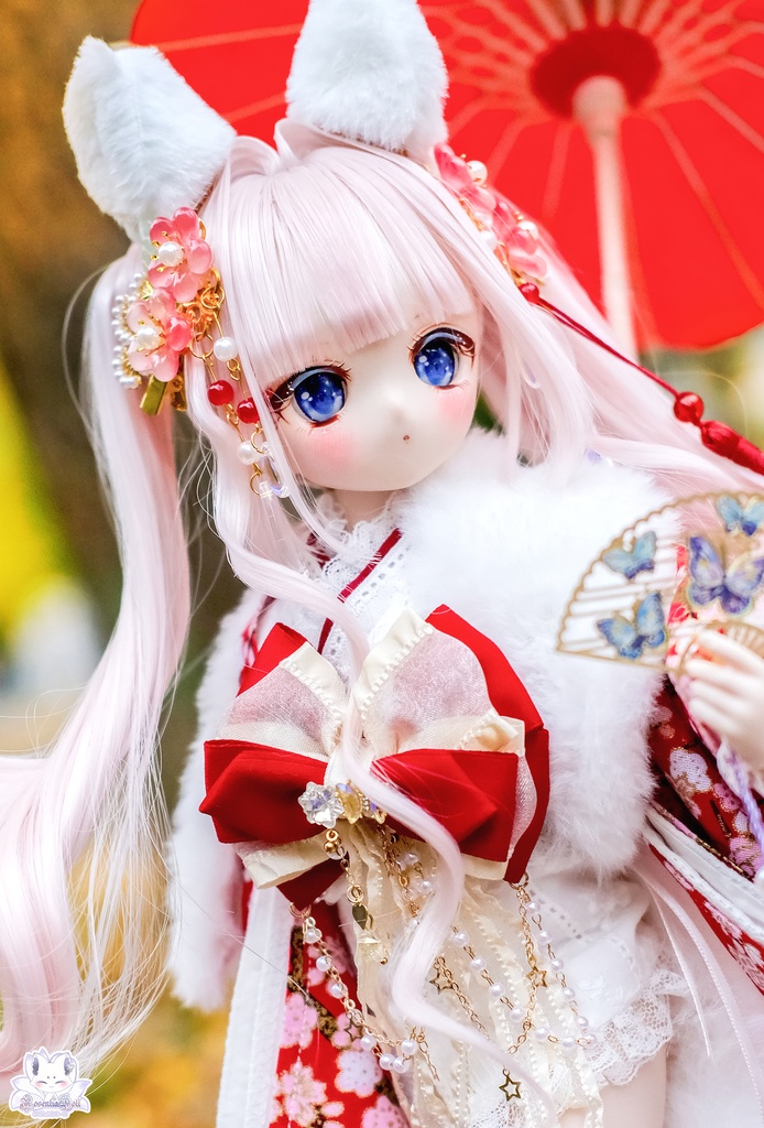 「華やすらぎの狐さま」MDD・SDM通用 ドール服 着物 和洋服 11点セット