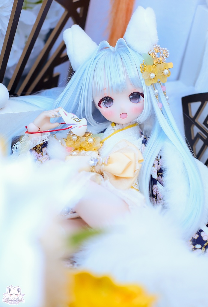 「華やすらぎの狐さま」MDD・SDM通用 ドール服 着物 和洋服 11点セット