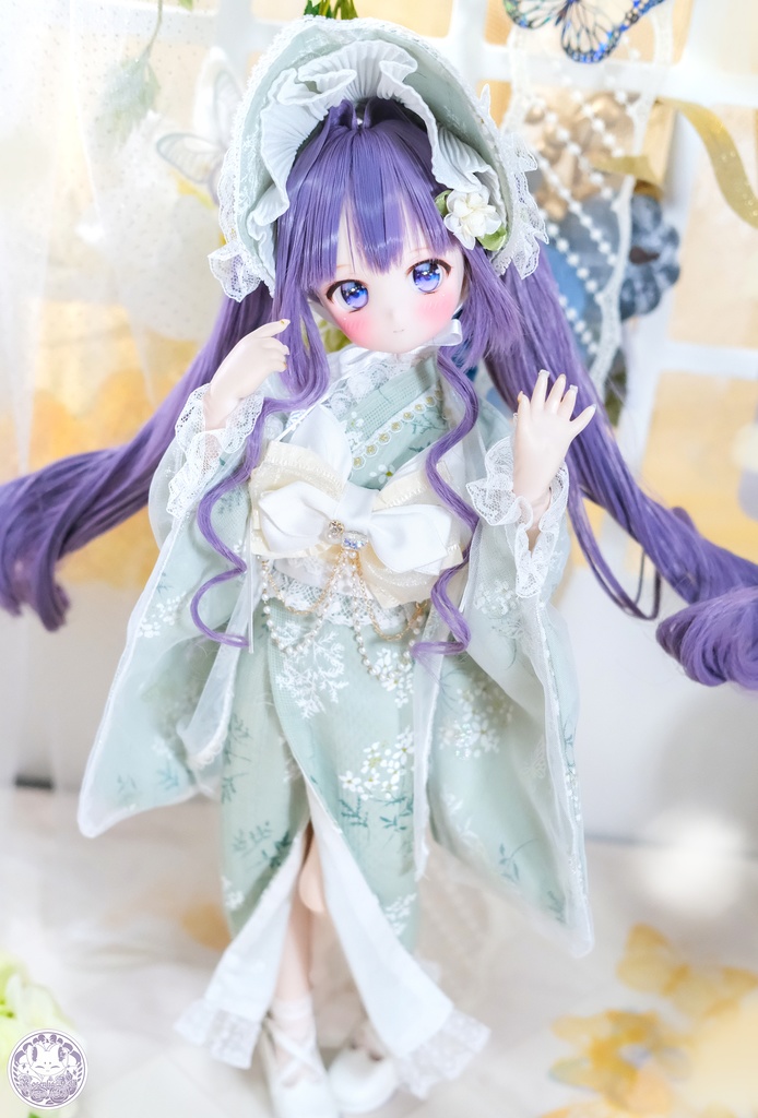 「はくろ小倉」MDD・SDM通用 ドール服 和洋風ドレス 8点セット 着物 浴衣