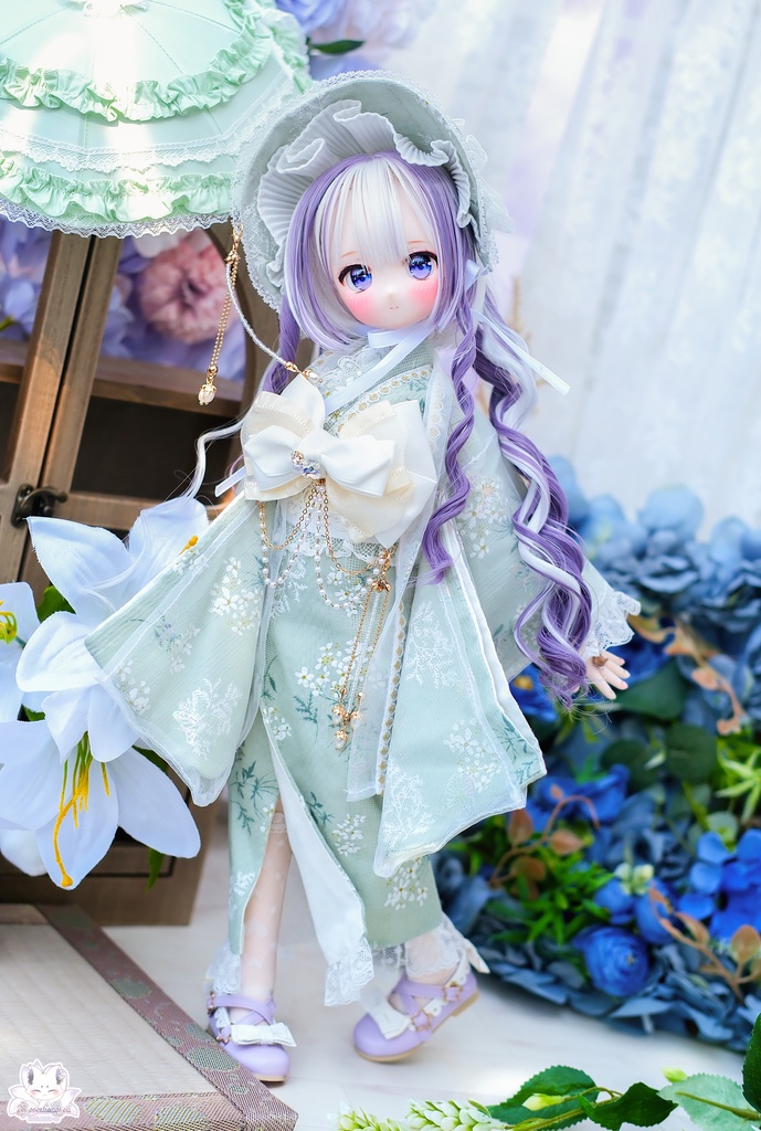 「はくろ小倉」MDD・SDM通用 ドール服 和洋風ドレス 8点セット 着物 浴衣