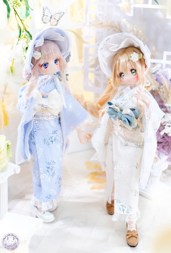 「はくろ小倉」MDD・SDM通用 ドール服 和洋風ドレス 8点セット 着物 浴衣