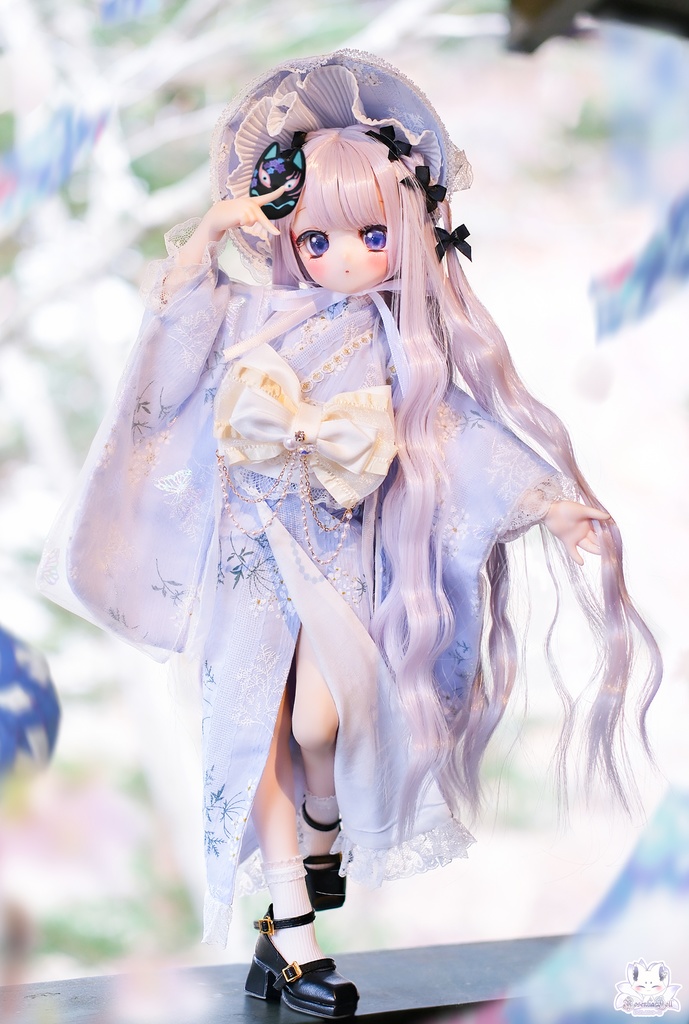 「はくろ小倉」MDD・SDM通用 ドール服 和洋風ドレス 8点セット 着物 浴衣