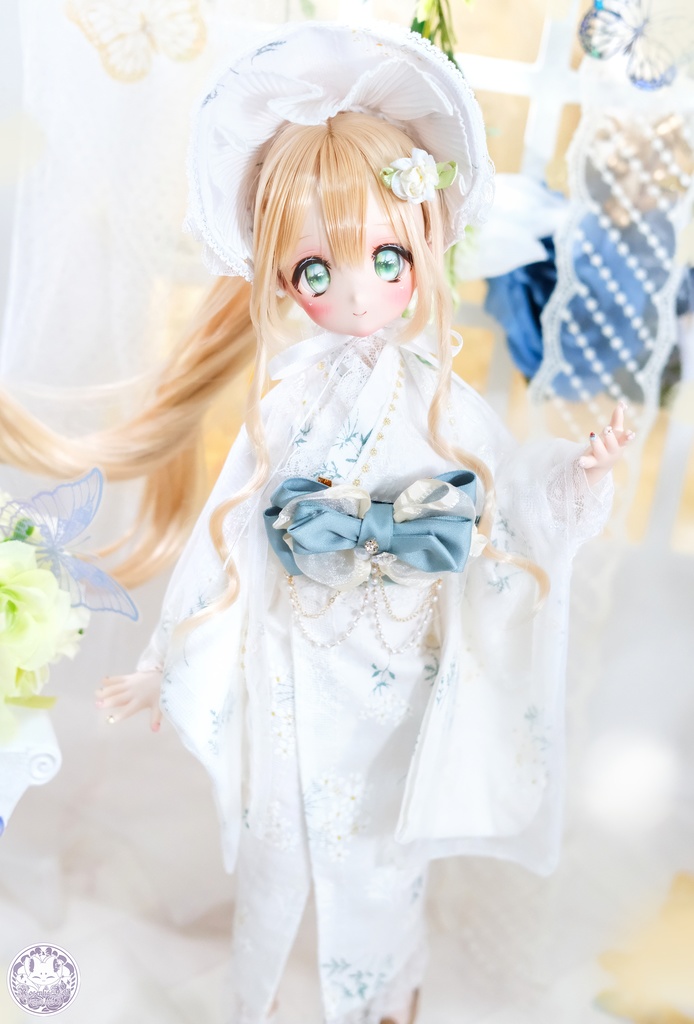 「はくろ小倉」MDD・SDM通用 ドール服 和洋風ドレス 8点セット 着物 浴衣